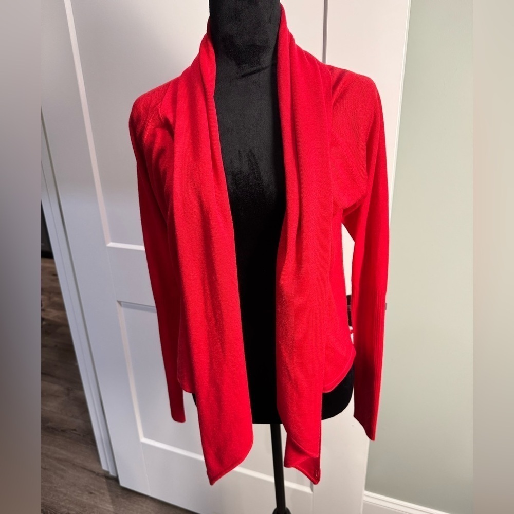 W by worth red wrap cowl neck sweater 100% wool size P - Picture 4 of 7